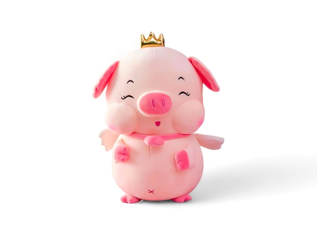 cute doll pig on white background