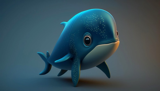 Cute dolphin big eyes cartoon characterGenerative AI