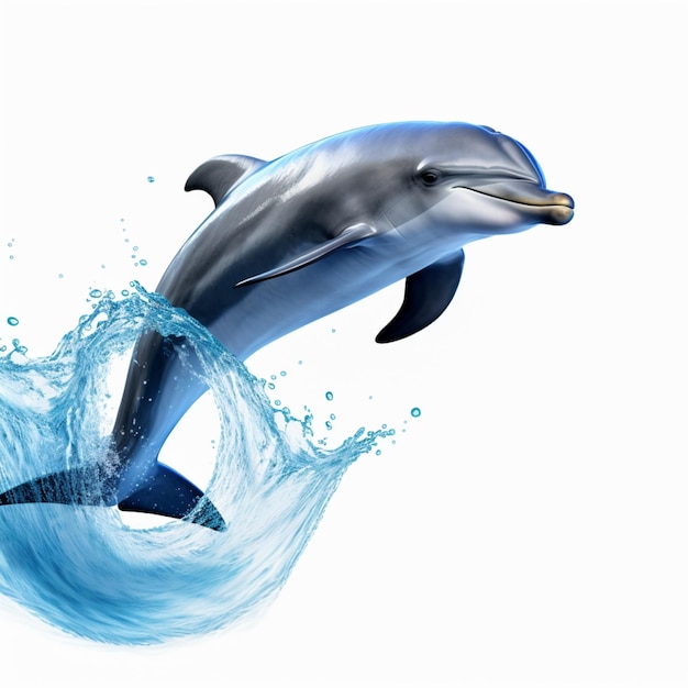 Cute dolphin jumping in water splash