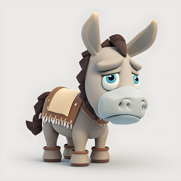 Cute donkey character design generative ai