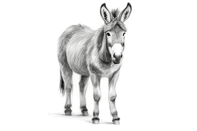 Cute Donkey drawing on white background generative AI