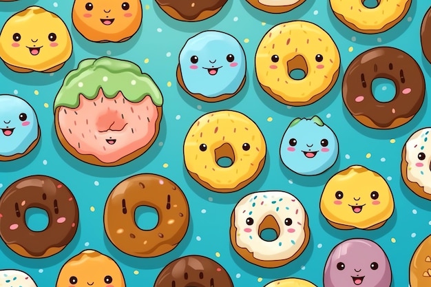 cute donut cartoon colorful wallpaper