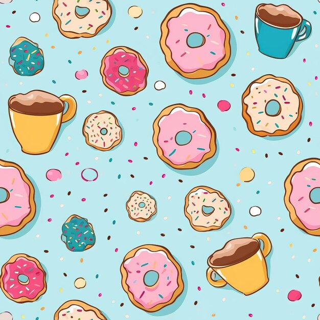 Photo cute donut pastel background seamless