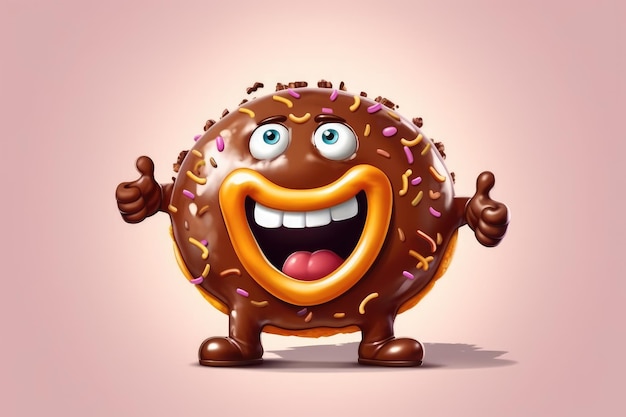 Photo cute donut with eyes generative ai