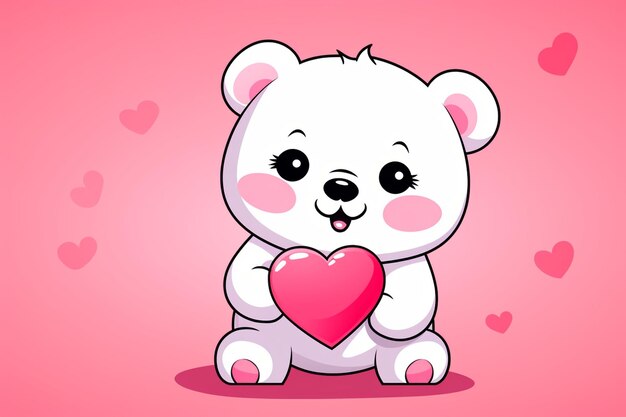 Cute doodle bear for valentines day