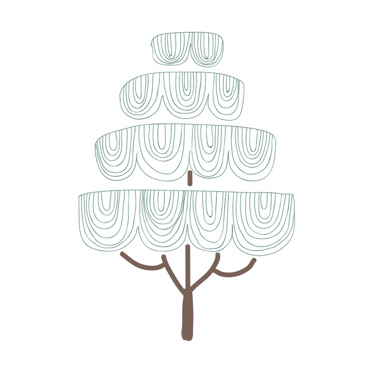 Photo cute doodle tree sticker with a white border design element