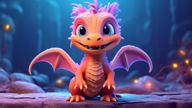 Photo cute dragon 2d 4k animad1o para pintarbgenerative ai