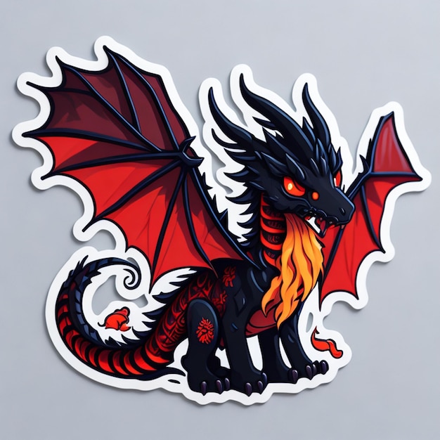 Cute dragon character themed cut sticker design ai generated