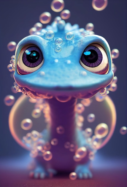 Cute dragon made of bubbles pixar style Generative Ai