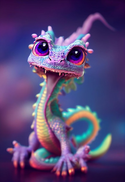 Милый дракон в стиле галактики Pixar Generative Ai