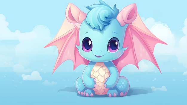 Cute dragon pastel cartoon background