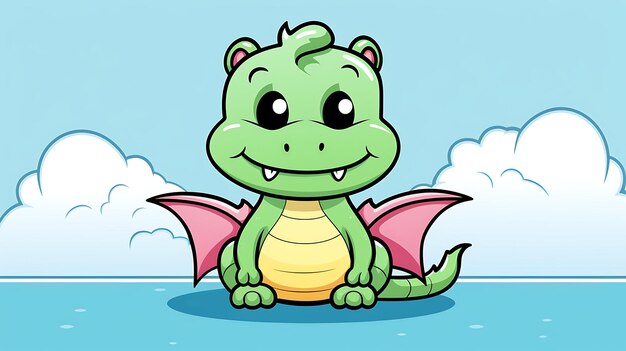 Photo cute dragon pastel cartoon background