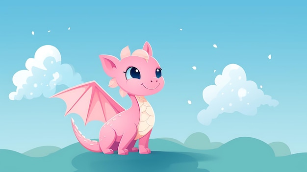 Cute dragon pastel cartoon background