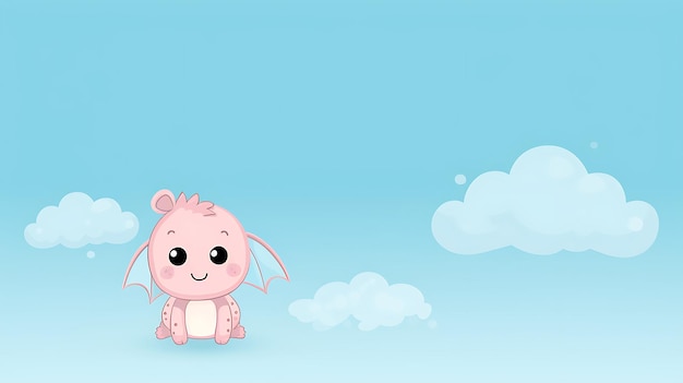 Photo cute dragon pastel cartoon background