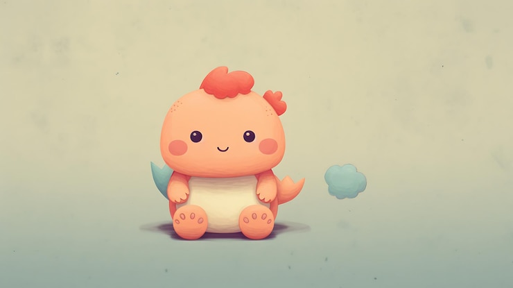Photo cute dragon pastel cartoon background