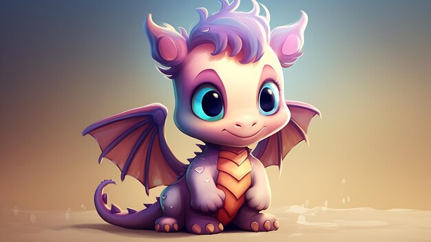 Photo cute dragon pastel cartoon background