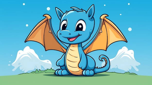 Cute dragon pastel cartoon background