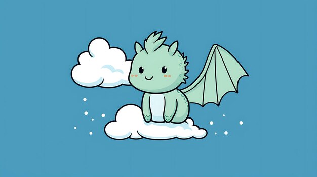 Photo cute dragon pastel cartoon background