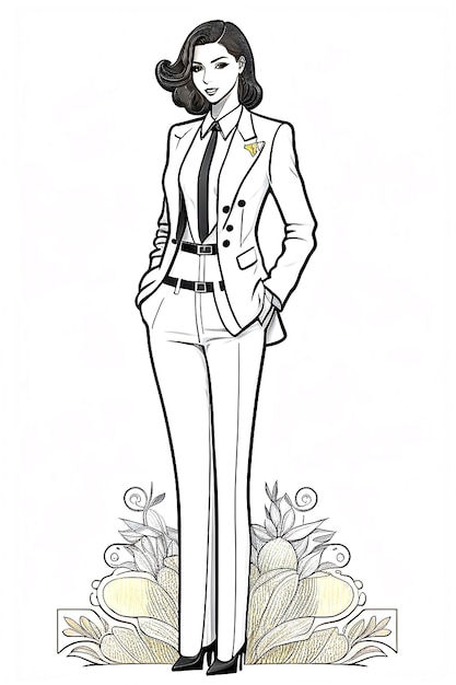 Cute drawing of an androgynous woman