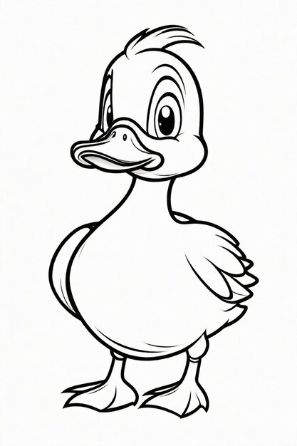 Photo cute duck for coloring book page