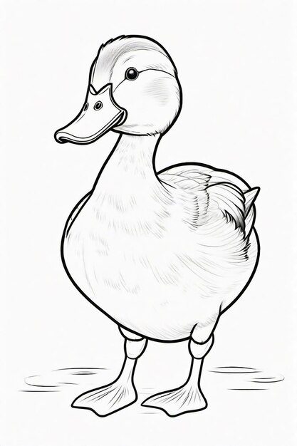 cute duck for coloring book page