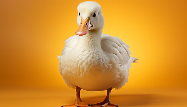 Cute duckling standing on grass looking at camera generated by artificial intelligence