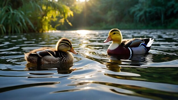 Cute ducks is in nature