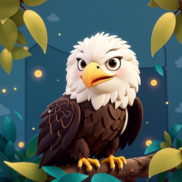 Photo cute eagle bird cartoon vector icon illustration animal nature icon concept isolated premium vector flat cartoon style