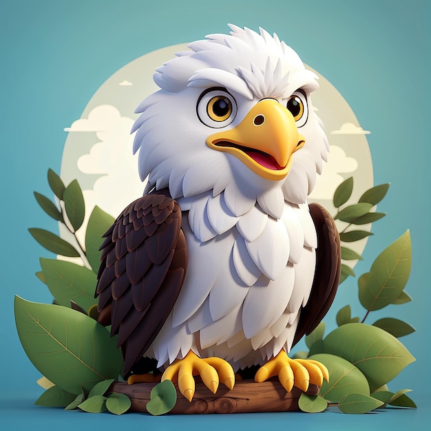 Cute Eagle Bird Cartoon Vector Icon Illustration Animal Nature Icon Concept Isolated Premium Vector Flat Cartoon Style