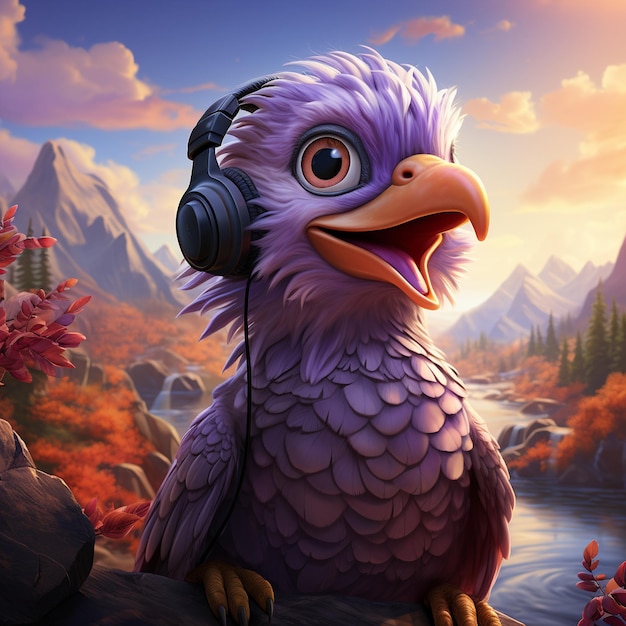 a cute Eagle cartoon colorful generative ai