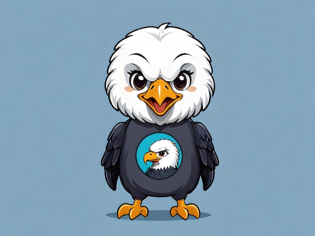 Photo cute eagle illustration in cartoon style flat background design ai generated