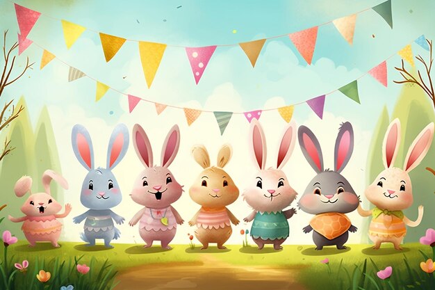 Cute Easter Banner Image Generative AI