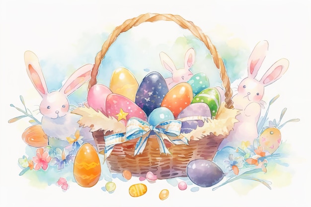 Cute easter bunny beautiful colorful decorations generated ai