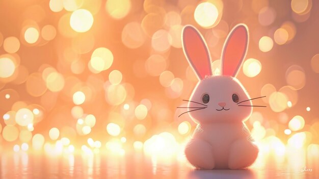 Cute easter bunny in a bokeh background bringing joyful charm to the easter festive background