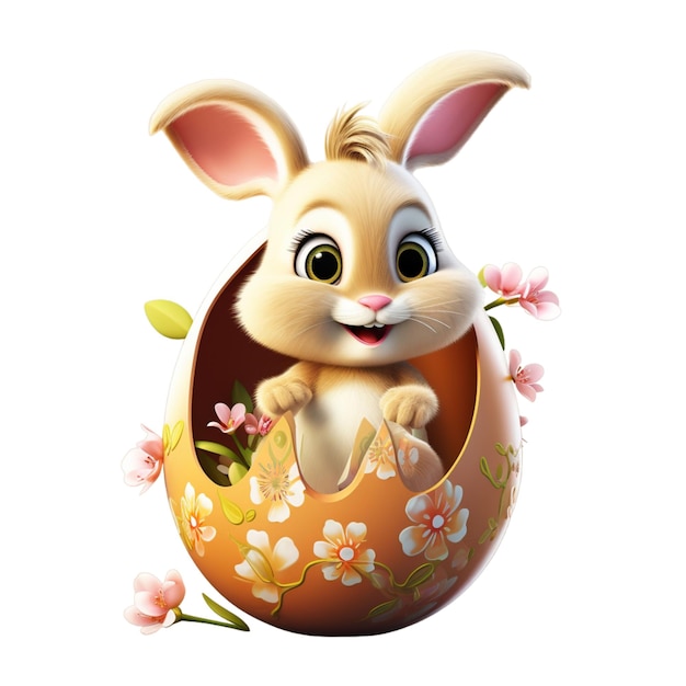 Cute Easter Bunny In A Easter Egg png