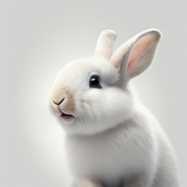 Cute Easter Bunny happy rabbit white background