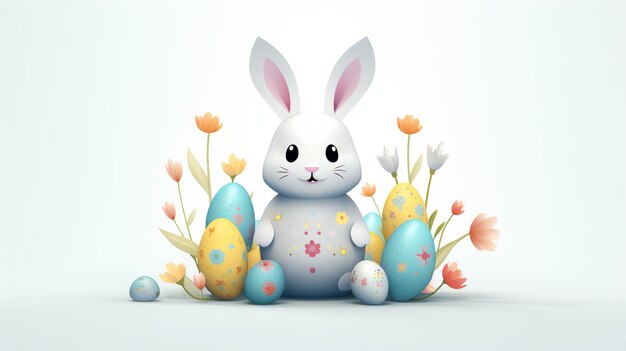Foto carine illustrazioni di coniglietto di pasqua con sfondo bianco
