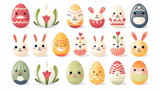 cute easter bunny illustrations with white background