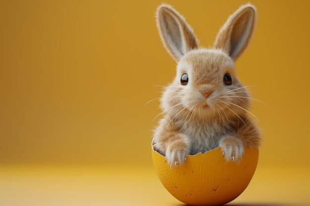 Cute easter bunny rabbit in an easter egg shell