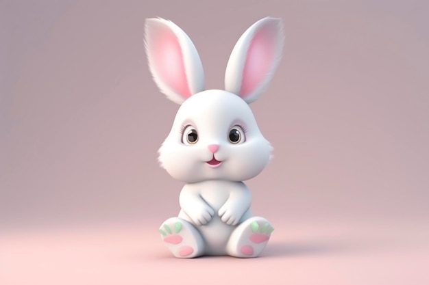 Cute Easter bunny with pink background AIGenerated Images