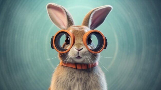 Photo cute easter bunny with sunglasses looking out of a car filed with easter eggs generative ai
