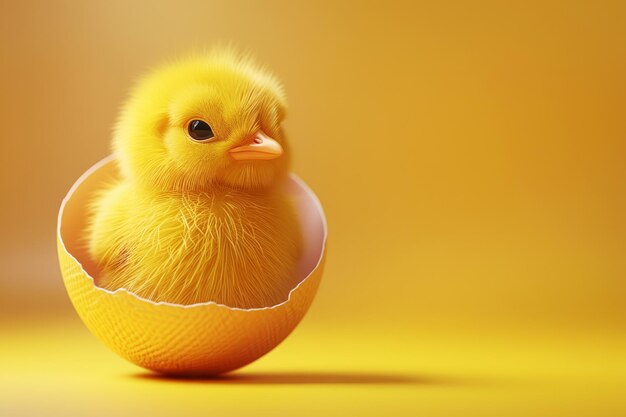 Cute easter chick in an easter egg shell