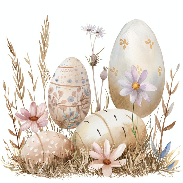 cute easter Easter Egg Hunt Clues with wildflowers in vintage style