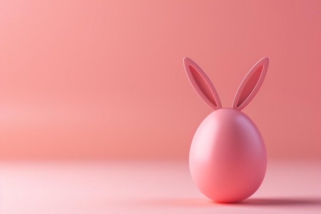 A cute easter egg with bunny ears sticking out of the top against a bright background