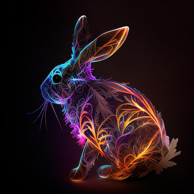 Cute easter rabbit greeting card concept made with Generative AI