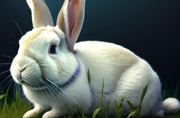 Милый пасхальный робот-кролик на фоне ландшафта Празднование пасхального праздника AI Сгенерировано