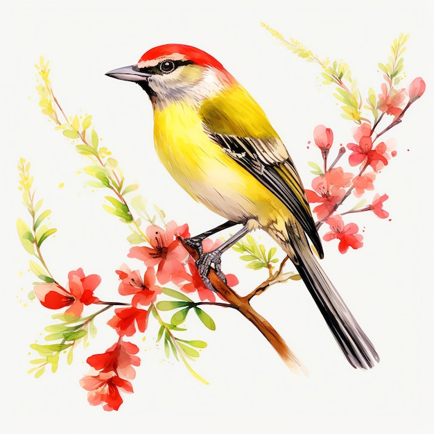 Photo cute eastern meadowlark bird watercolor illustration clipart