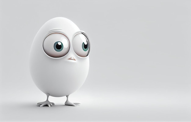 Cute egg character 3D rendering