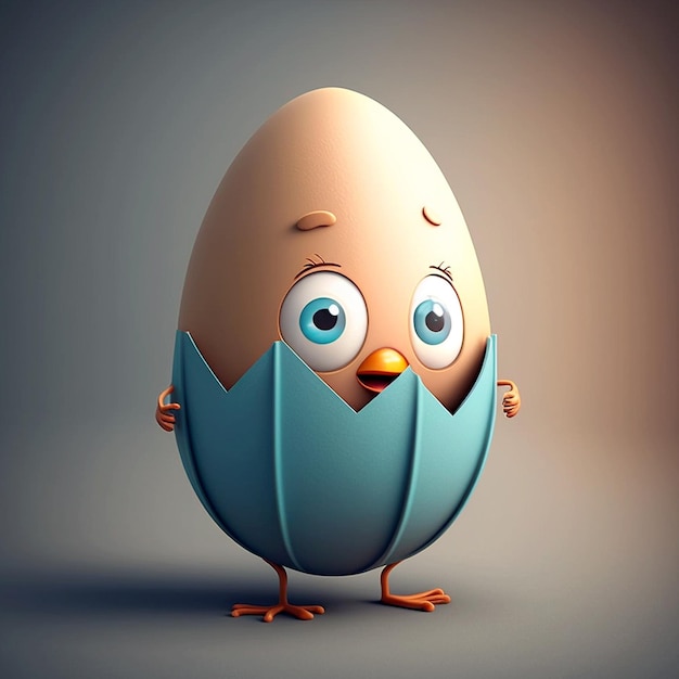 Photo cute egg character illustration by generative ai