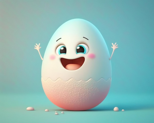 Cute egg sweet smile isolated 3D render style AI Generated